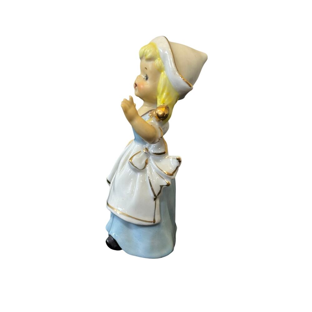 Vintage Enesco Dutch Girl Ceramic Figurine Blue Dress. Japan Kitsch home decor - Picture 3 of 8
